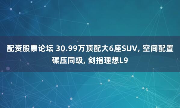 配资股票论坛 30.99万顶配大6座SUV, 空间配置碾压同级, 剑指理想L9